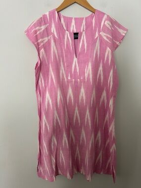 Madison Mathews Pink White Ikat Print Mini Dress